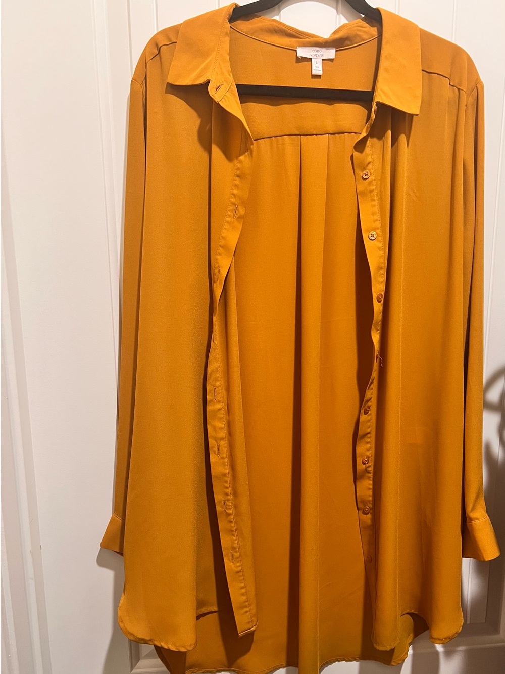 Como Vintage Mustard Long-Sleeve Button-Front Dress/ blouse